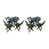 Kit 2 Mesas De Madeira Dobrável Preto 70x70 Com 4 Cadeiras Dobráveis Verde - 1