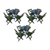 Kit 3 Mesas De Madeira Dobrável Preto 70x70 Com 4 Cadeiras Dobráveis Verde - 1