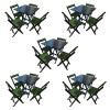 Kit 5 Mesas De Madeira Dobrável Preto 70x70 Com 4 Cadeiras Dobráveis Verde - 1