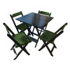 Mesa De Madeira Dobrável Preto 70x70 Com 4 Cadeiras Dobráveis Verde - 1
