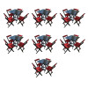 Kit 7 Mesas De Madeira Dobrável Preto 70x70 Com 4 Cadeiras Dobráveis Vermelho - 1