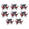 Kit 8 Mesas De Madeira Dobrável Preto 70x70 Com 4 Cadeiras Dobráveis Vermelho - 1