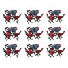 Kit 9 Mesas De Madeira Dobrável Preto 70x70 Com 4 Cadeiras Dobráveis Vermelho - 1
