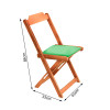 Conjunto De Mesa Dobravel De Madeira 60x60 Com 4 Cadeiras Natural Estofado Verde