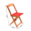 Conjunto De Mesa Dobravel De Madeira 60x60 Com 4 Cadeiras Natural Estofado Vermelho