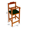 Cadeira Bebe De Madeira Com Trava Com Assento Estofado Preto - Natural