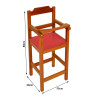 Cadeira Bebe De Madeira Com Trava Com Assento Estofado Vermelho - Natural