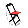 Conjunto De Mesa Dobravel De Madeira 70x70 Com 4 Cadeiras Preto Estofado Vermelho