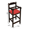 Cadeira Bebe De Madeira Com Trava Com Assento Estofado Vermelho - Preto 