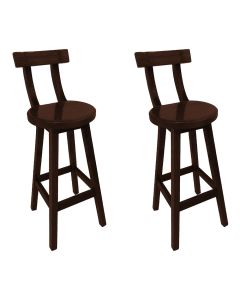 Conjunto 2 Bancos Altos Girafa Madeira com Encosto Reforçado para Cozinha Área Gourmet Bar - Imbuia