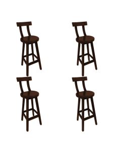 Kit 4 Cadeiras Altas Girafa Madeira com Encosto Design Moderno para Bancada Área Gourmet - Imbuia