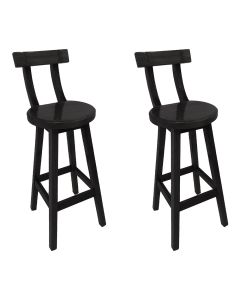 Kit 2 Cadeiras Altas Girafa Madeira com Encosto Design Moderno para Bancada Área Gourmet - Preto