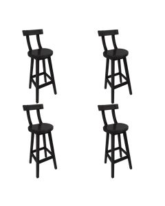 Kit 4 Cadeiras Altas Girafa Madeira com Encosto Design Moderno para Bancada Área Gourmet - Preto