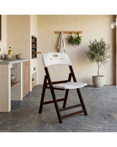 Cadeira Dobrável Elegance Imbuia Assento em Polipropileno para Varanda Área Gourmet Design - Branco