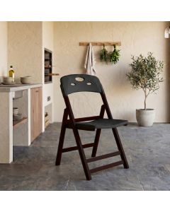 Cadeira Dobrável Elegance Imbuia Assento em Polipropileno Design Moderno para Sala e Área - Preto