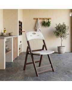Cadeira Dobrável Elegance Imbuia Assento em Polipropileno para Varanda Área Gourmet Design - Branco