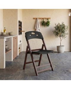 Cadeira Dobrável Elegance Imbuia Assento em Polipropileno Design Moderno para Sala e Área - Preto