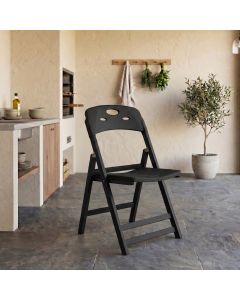 Cadeira Dobrável Elegance Madeira Preto Assento em Polipropileno para Área Gourmet Compacta - Preto