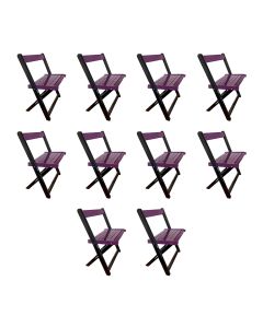 Kit 10 Cadeiras de Madeira Dobrável Roxo