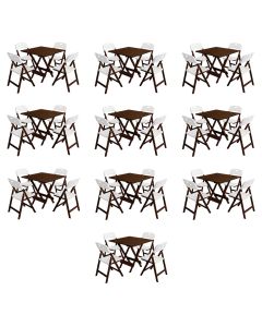 Conjunto 10 Jogos Mesa Dobrável Elegance 70x70 8 Ripas 4 Cadeiras Imbuia Polipropileno - Branco