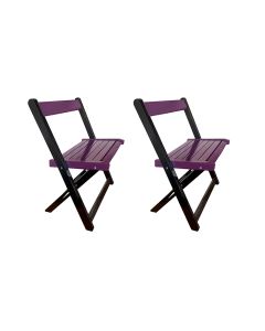 Kit 2 Cadeiras de Madeira Dobrável Roxo