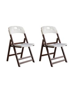 Conjunto 2 Cadeiras Dobráveis Elegance Imbuia em Madeira Assento Polipropileno para Sala - Branco