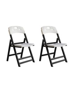 Kit 2 Cadeiras Dobráveis Elegance Madeira Preto Assento Polipropileno para Área Gourmet - Branco