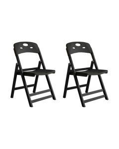 Conjunto 2 Cadeiras Dobráveis Elegance Madeira Preto Assento Polipropileno para Varanda - Preto