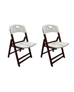 Conjunto 2 Cadeiras Dobráveis Elegance Imbuia em Madeira Assento Polipropileno para Sala - Branco