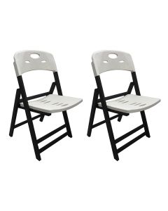 Kit 2 Cadeiras Dobráveis Elegance Madeira Preto Assento Polipropileno para Área Gourmet - Branco