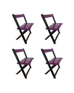 Kit 4 Cadeiras de Madeira Dobrável Roxo