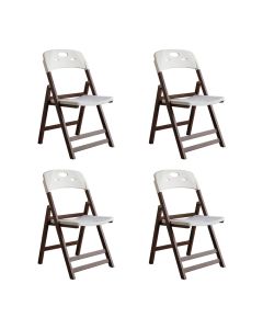 Kit 4 Cadeiras Dobráveis Elegance Imbuia Polipropileno Varanda Área Gourmet Design Moderno - Branco