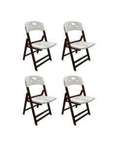 Kit 4 Cadeiras Dobráveis Elegance Imbuia Polipropileno Varanda Área Gourmet Design Moderno - Branco