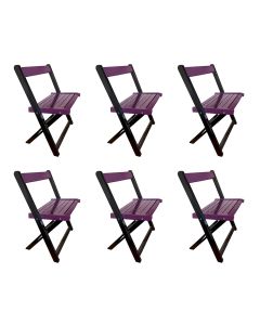 Kit 6 Cadeiras de Madeira Dobrável Roxo