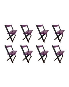 Kit 8 Cadeiras de Madeira Dobrável Roxo