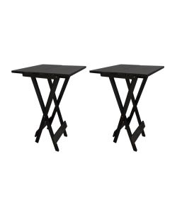 Kit 2 Mesa Bistro Dobrável Quadrada Preta
