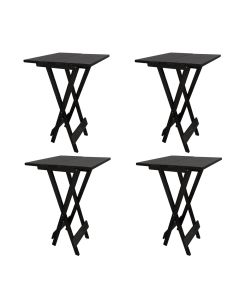 Kit 4 Mesa Bistro Dobrável Quadrada Preta